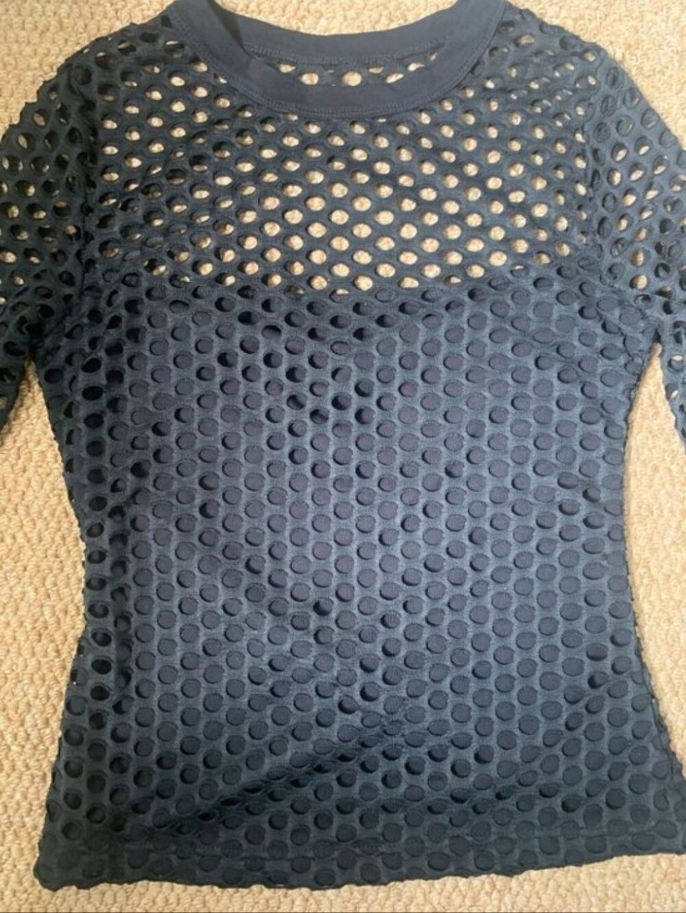 Black Mesh Fishnet Layered Top - Picture 3 of 4